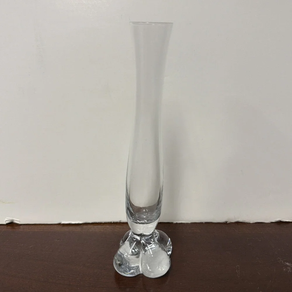 Dainty Clear‎ Art Glass Bud Vase with Ball Foot